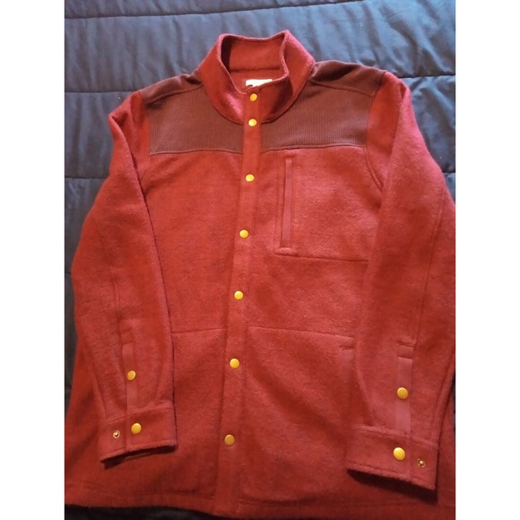 Carbon‎ 2 Colbalt Maroon Snap Front Brushed Fleece Sweater Jacket Mens XL 13F - Picture 1 of 5